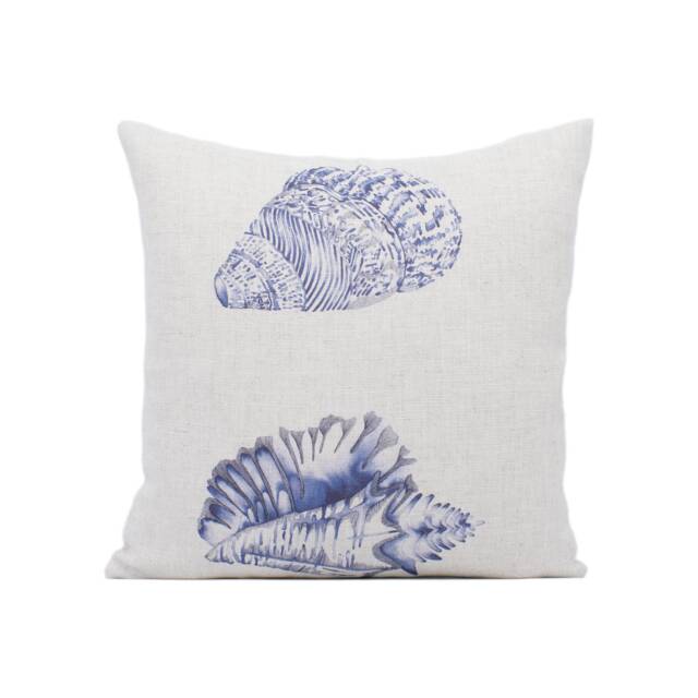 Harlequin - Kabibi Indigo Fresh Seashell Cushion Cover Throw Pillow Designer Holiday Home Beach Decor - image 1