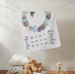 Girl Milestone Blanket, Baby Monthly Month Mermaid Shower Gift, Gift - thumbnail 4