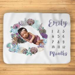 Girl Milestone Blanket, Baby Monthly Month Mermaid Shower Gift, Gift - thumbnail 1