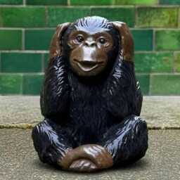 Concrete Realistic Chimpanzee Statue Three Wise Monkeys Patio Figure Stone Animal Sculpture Outdoor Monkey Garden Decor Handmade Art - thumbnail 4