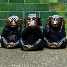 Concrete Realistic Chimpanzee Statue Three Wise Monkeys Patio Figure Stone Animal Sculpture Outdoor Monkey Garden Decor Handmade Art