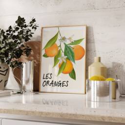 Orange Print - Aesthetic Room Decor Minimalist Trendy Kitchen Prints Wall Art Set Orange Wall Art - thumbnail 1