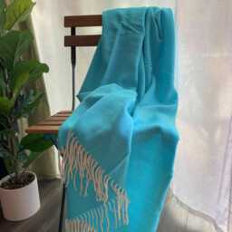 Blue Throw Blanket For Sofa - Soft Acrylic Couch With Tassels Cozy Lightweight Bed Farmhouse Home Decor 130x170cm - thumbnail 4