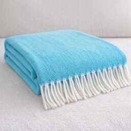 Blue Throw Blanket For Sofa - Soft Acrylic Couch With Tassels Cozy Lightweight Bed Farmhouse Home Decor 130x170cm - thumbnail 2