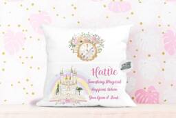 Personalised Princess Castle Book Cushion, Girls Storytime Decor - thumbnail 1