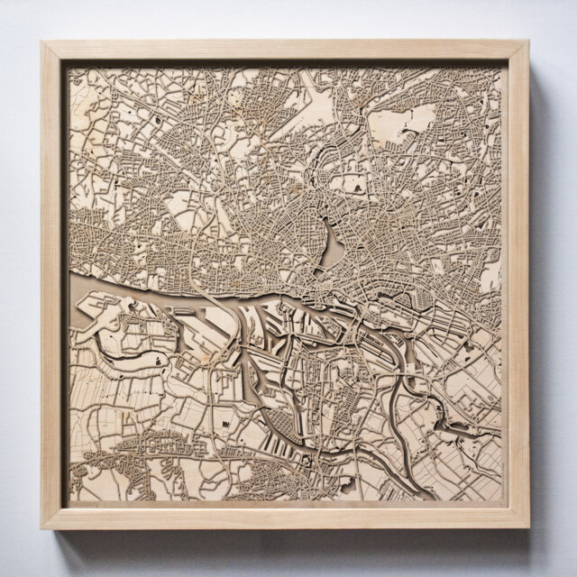 Hamburg Wooden Map - Laser Cut Framed City Streets Art - image 1