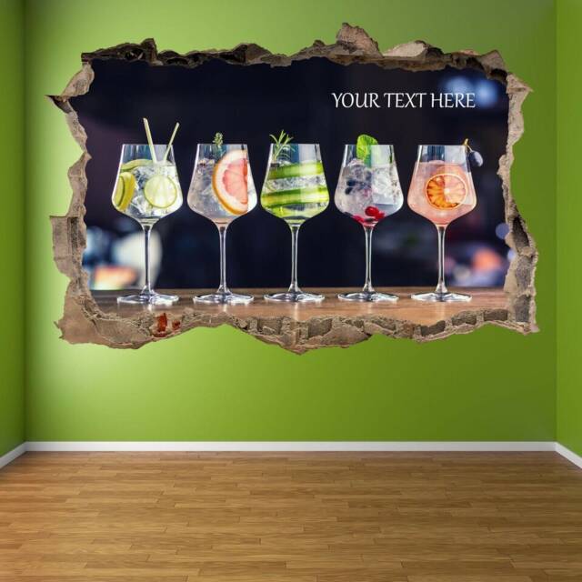 Cocktails Personalised Name Wall Decal Sticker Mural Poster Print Art Pub Bar Decor Hg11 - image 1