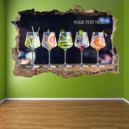 Cocktails Personalised Name Wall Decal Sticker Mural Poster Print Art Pub Bar Decor Hg11 - thumbnail 1
