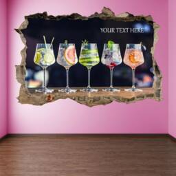 Cocktails Personalised Name Wall Decal Sticker Mural Poster Print Art Pub Bar Decor Hg11 - thumbnail 2