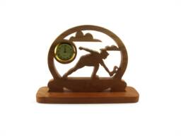 Tennis Player Desk Clock Handmade From Cherry Wood By Kevskrafts, Badmitten, Racketball - thumbnail 1
