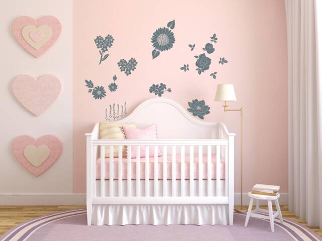Flower Garden Wall Decals, Rose, Sunflower, Nursery Decor - image 1