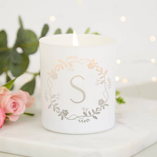 Floral Initial Candle, Personalised Birthday Gift For Her - image 1