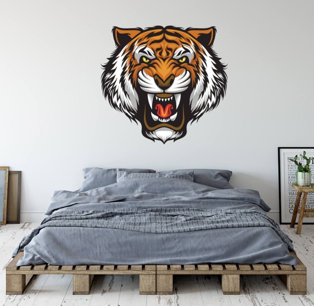 Tiger Wall Decal Animal - Head Art Bedroom Decor Vinyl Sticker - image 1