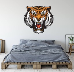 Tiger Wall Decal Animal - Head Art Bedroom Decor Vinyl Sticker - thumbnail 1