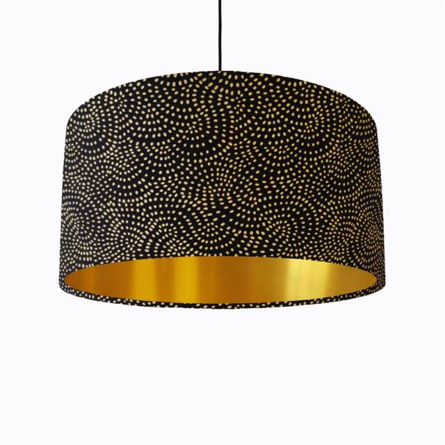 Black & Gold Lampshade With Metallic Swirls - image 1