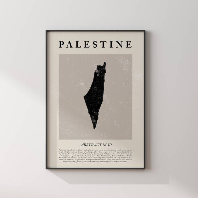 Palestine Map Vintage Abstract Wall Art Print Travel Poster - image 1