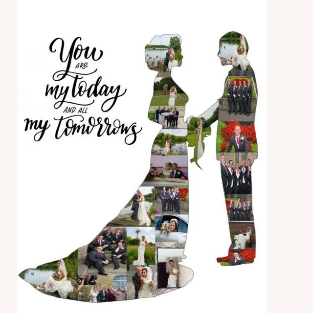 Mr & Mrs Love Valentines Wedding Photo Collage Memory Anniversary Birthday Christmas Proposal Unique Customised Print A3