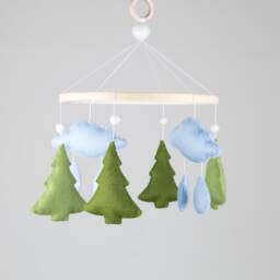 Felt Baby Mobile With Clouds & Trees, Nursery Decor - thumbnail 1