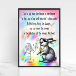 Rap Rabbit A4 Print, Sugarhill Gang High Quality Wall Art, Home Bar Funny Poster, Quirky Decor, Rappers Delight - thumbnail 1