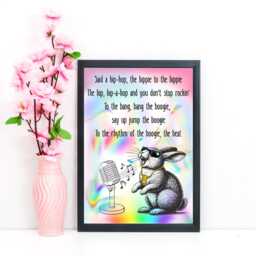 Rap Rabbit A4 Print, Sugarhill Gang High Quality Wall Art, Home Bar Funny Poster, Quirky Decor, Rappers Delight - thumbnail 4