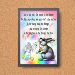 Rap Rabbit A4 Print, Sugarhill Gang High Quality Wall Art, Home Bar Funny Poster, Quirky Decor, Rappers Delight - thumbnail 2