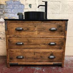 Lancaster - Reclaimed Timber Bathroom Vanity Unit Handmade Rustic Cabinet Custom Size Options - thumbnail 3