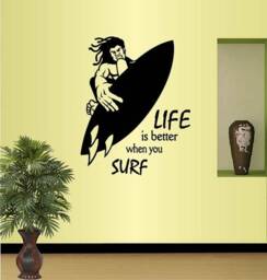In-Style Decals Wall Vinyl Decal Home Decor Art Sticker Life Is Better When You Surf Quote Man Surfer Sports Removable Mural Design 418 - thumbnail 1