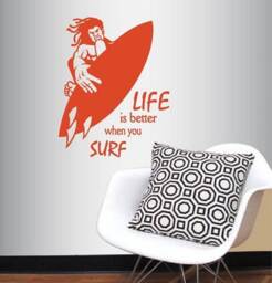 In-Style Decals Wall Vinyl Decal Home Decor Art Sticker Life Is Better When You Surf Quote Man Surfer Sports Removable Mural Design 418 - thumbnail 2