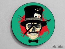 Poker Skull - Day Of The Dead -Dia De Los Muertos Calavera Wall Clock - thumbnail 1