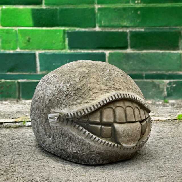 Concrete Sphere Statue Stone Abstract Smiling Ball Sculpture Surreal Cement Art Decor Outdoor Garden Ornament Unique Handmade Design Gift - image 1