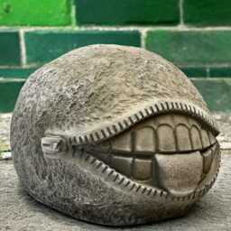 Concrete Sphere Statue Stone Abstract Smiling Ball Sculpture Surreal Cement Art Decor Outdoor Garden Ornament Unique Handmade Design Gift - thumbnail 4