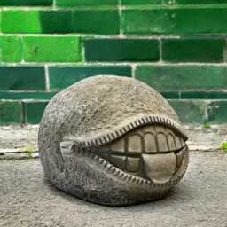 Concrete Sphere Statue Stone Abstract Smiling Ball Sculpture Surreal Cement Art Decor Outdoor Garden Ornament Unique Handmade Design Gift - thumbnail 1