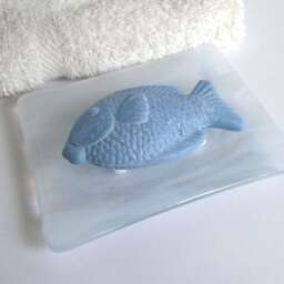 streaky White Fused Glass Soap Dish By Bprdesigns - thumbnail 4