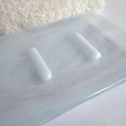 streaky White Fused Glass Soap Dish By Bprdesigns - thumbnail 3