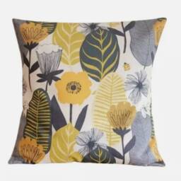 Handmade Scandi Floral Cushion Cover Saffron Yellow Cotton Throw Pillow - thumbnail 3