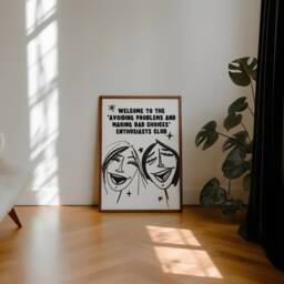 Avoiding Problems Making Bad Choices Fun Trendy Retro Illustration Print - Bold Contemporary 90S Humour, Friends, Preppy Funky - thumbnail 3
