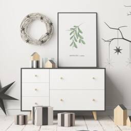 Mistletoe Poster, Decor, Botanical Christmas Minimalist Nordic Wall Christmas, Hygge Art - thumbnail 1