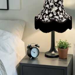 Black Floral Fabric Lampshade Handmade For Table & Floor Standard Lamps Bases, Clip On Wall Lights, Ceiling Pendants - thumbnail 2