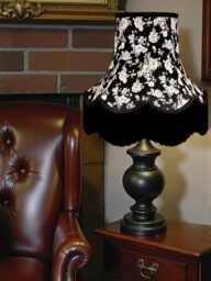 Black Floral Fabric Lampshade Handmade For Table & Floor Standard Lamps Bases, Clip On Wall Lights, Ceiling Pendants - thumbnail 1