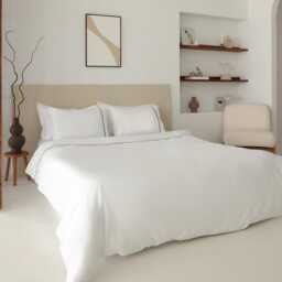 Cotton Sateen Duvet Cover Set White With Navy Piping, Queen Size - thumbnail 2