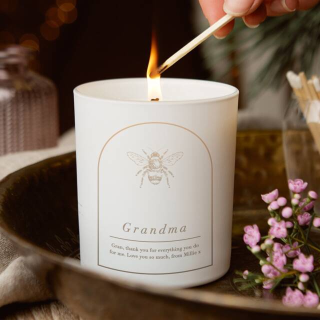 Personalised Grandma Bee Candle Engraved Scented Gift - image 1