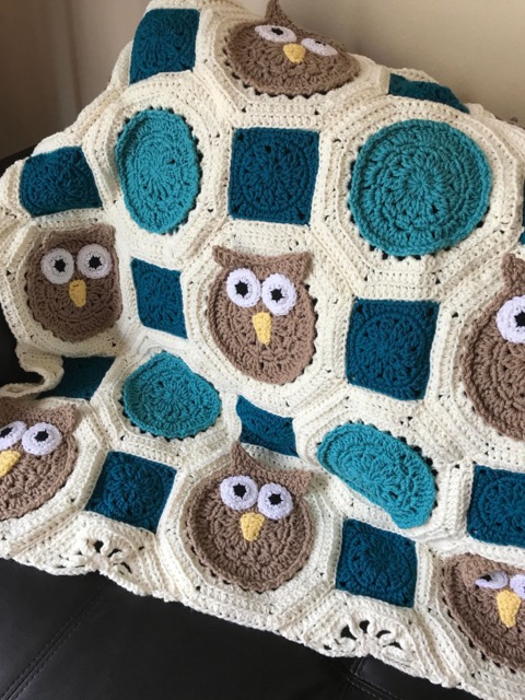Crocheted Owl Afghan Blanket - Toddler - image 1