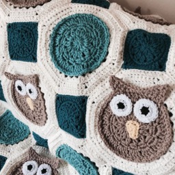Crocheted Owl Afghan Blanket - Toddler - thumbnail 2