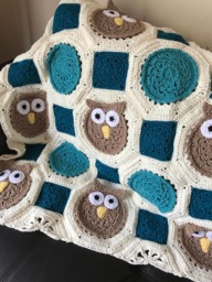 Crocheted Owl Afghan Blanket - Toddler