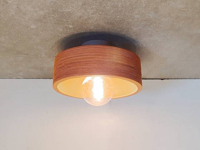 Handmade Terracotta Ceiling Light Carved Clay Flush Mount - image 1