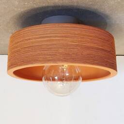 Handmade Terracotta Ceiling Light Carved Clay Flush Mount - thumbnail 4