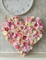 Pink Floral Heart, Hanging Flower Wall Decor, Wedding Nursery Decor