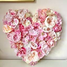 Pink Floral Heart, Hanging Flower Wall Decor, Wedding Nursery Decor - thumbnail 2