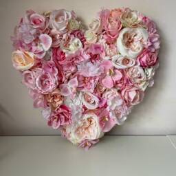 Pink Floral Heart, Hanging Flower Wall Decor, Wedding Nursery Decor - thumbnail 3