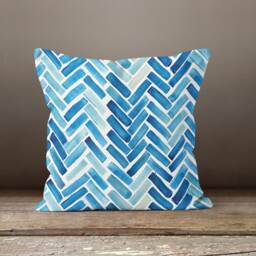 Blue Cushion Cover-Leaf Pillow Case-Housewarming Case-Flower Cover-Gift For Her Cushion-Handmade Material - thumbnail 2